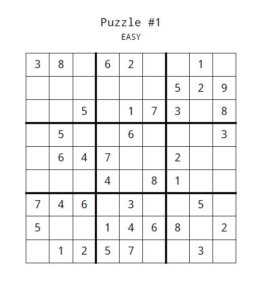 easy sudoku printable sudoku puzzles printablevolume 2 etsy