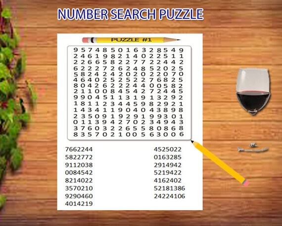 Number Search Puzzles | Etsy