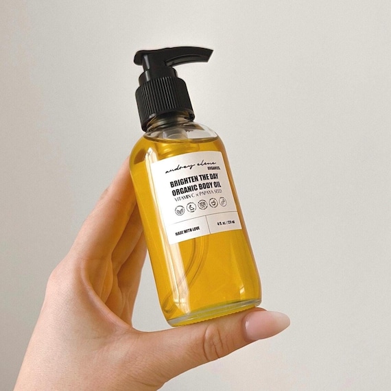 Vitamin C and Papaya Seed Organic Body Oil: Brightening Body Moisturizer for Dry, Sensitive Skin