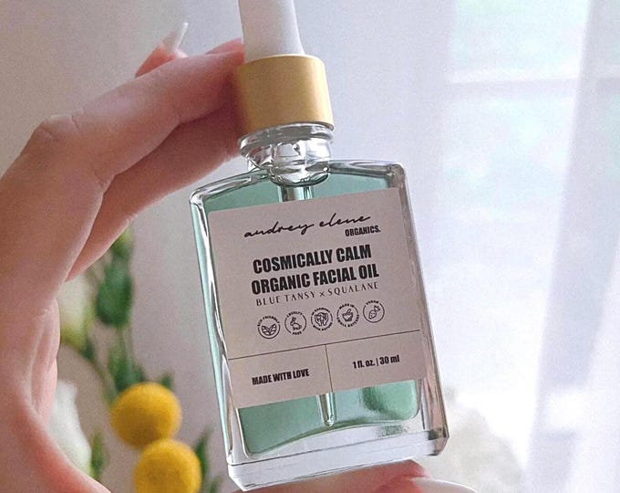Blue Tansy and Squalane Organic Facial Oil: Calm Reactive Skin, Reduce Redness, Hydrate Sensitive Skin