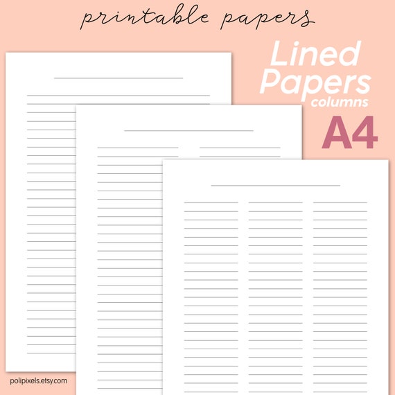 columns lined paper a4 lined paper two columns on one sheet etsy