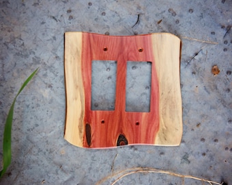 Stock Plate: Rustic handmade wood switch plate 2 rocker/ double rocker (You don't know the  exact plate before purchase)