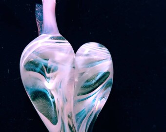 Boro glass purple heart pendant