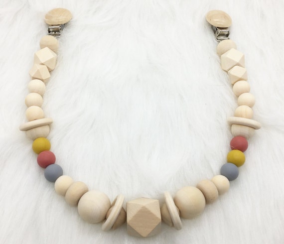 Geometric Round Natural Wood Beads Baby Sensory Teething Toys Pram Chain Garland