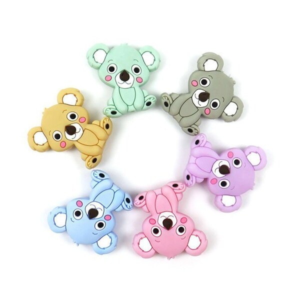 50Pcs Cute Pig Silicone Teething Beads DIY Baby Nursing Chewable Teether Making
