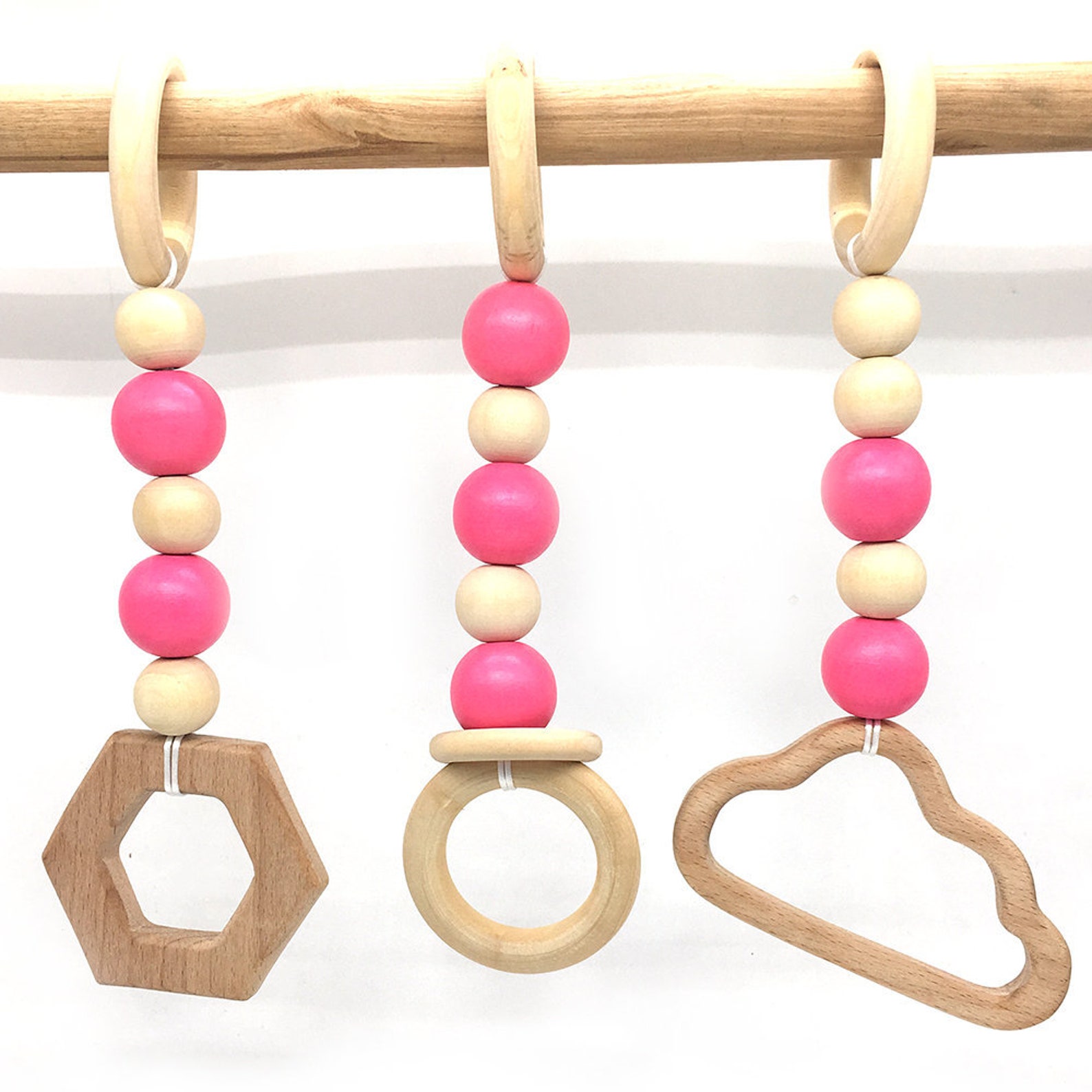 3Pcs Organic Wooden Infant Play Gym Toy Wooden Beads Beech Etsy
