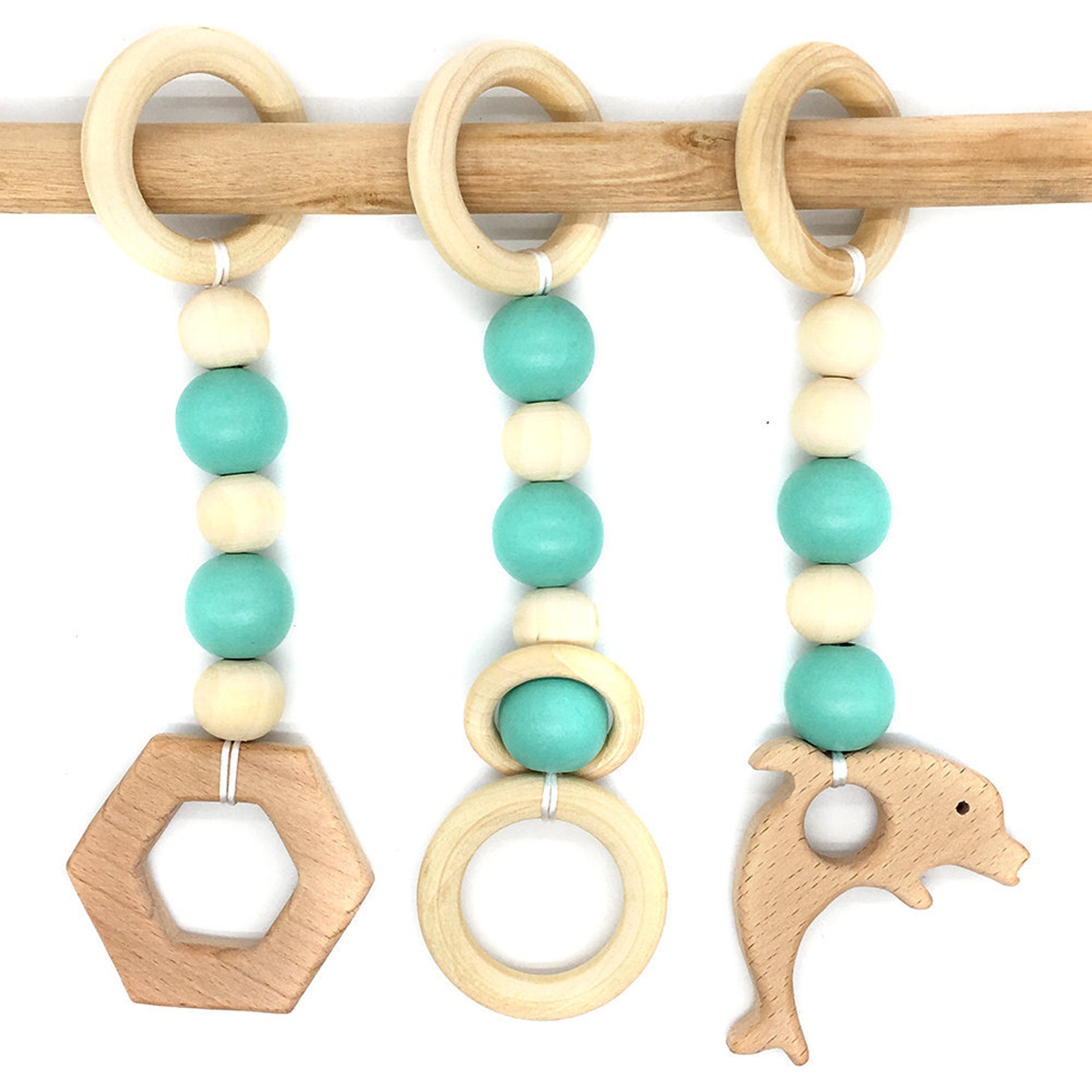 3Pcs Organic Wooden Infant Play Gym Toy Wooden Beads Beech Etsy