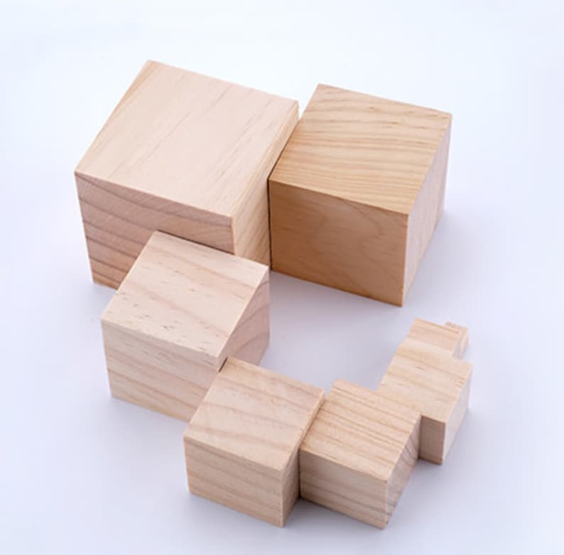 Blank Block Unfinished Cubic square Wooden block wood cube DIY baby age blocks Gift Craft supplies