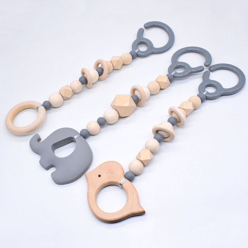 BPA Free Elephant Silicone Toy Wood beads Bird Toy Baby Play Gym Toys Nursery Acessories