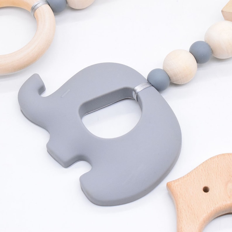 BPA Free Elephant Silicone Toy Wood beads Bird Toy Baby Play Gym Toys Nursery Acessories