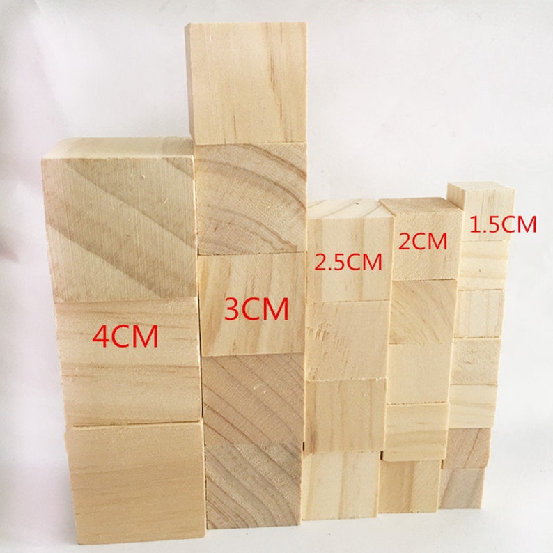 Blank Block Unfinished Cubic square Wooden block wood cube DIY baby age blocks Gift Craft supplies