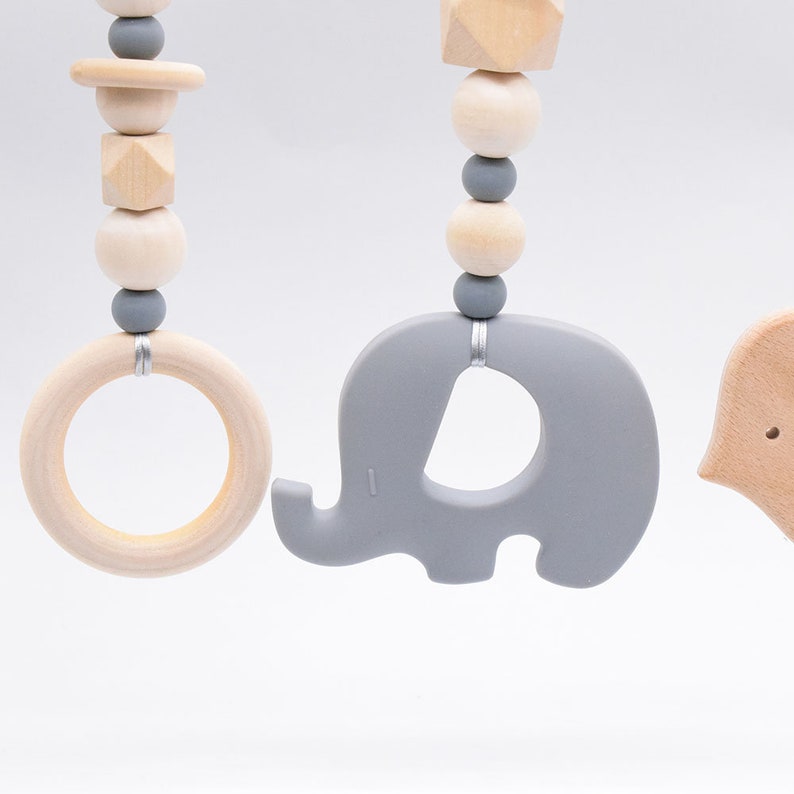 BPA Free Elephant Silicone Toy Wood beads Bird Toy Baby Play Gym Toys Nursery Acessories