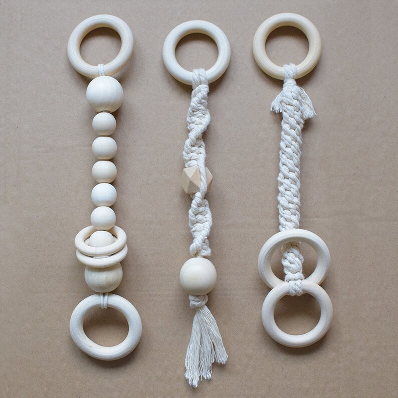 Boho Cotton Macrame Wood Baby Gym Toy Pram Toy Car seat Toy Etsy