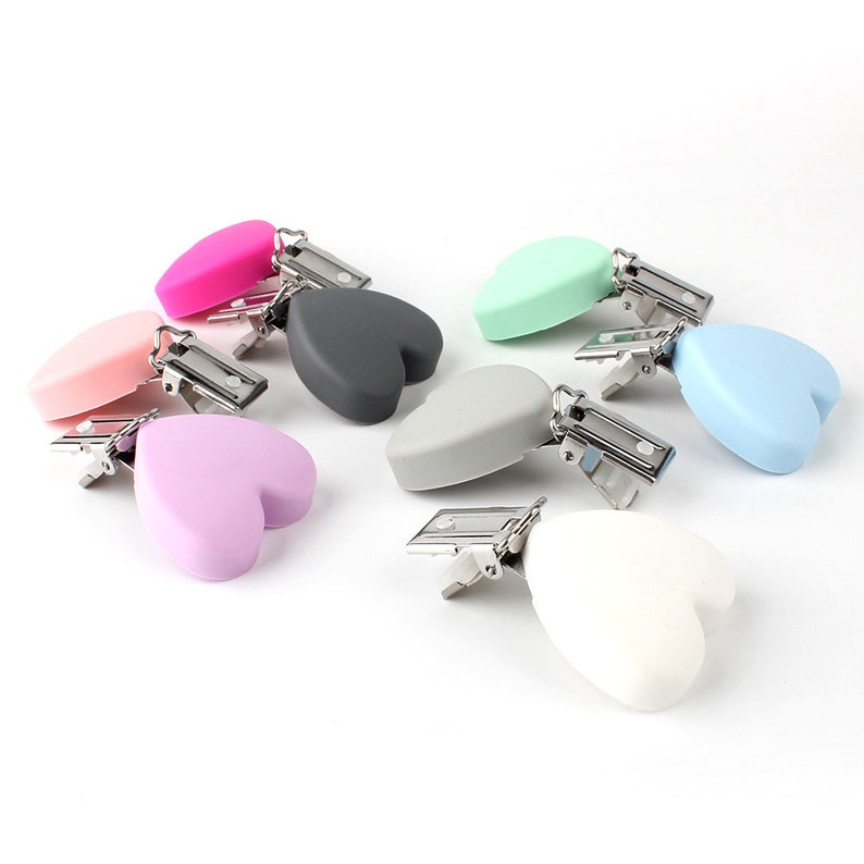 Wholesale 1-10 pcs Heart Shaped Silicone Pacifier Clip BPA Free Baby Soother Dummy Chain Holder Clip Toy Making