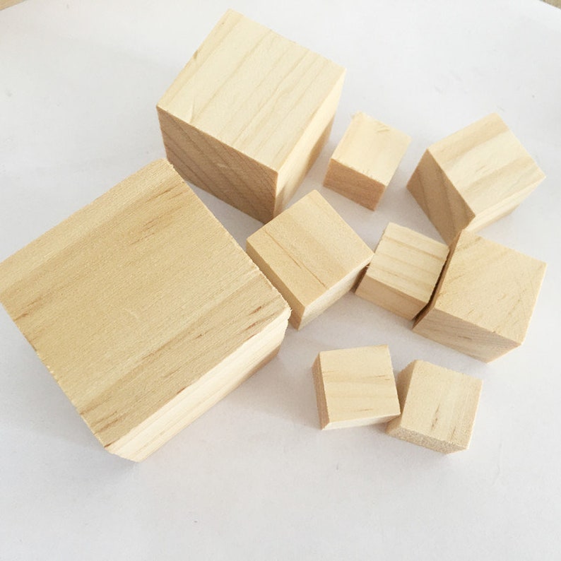 Blank Block Unfinished Cubic square Wooden block wood cube DIY baby age blocks Gift Craft supplies