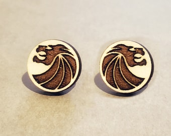 Seven Lions Wood Stud earrings, Laser cut Wood earrings, Valentine's Day Gift, electronic music,  yolo