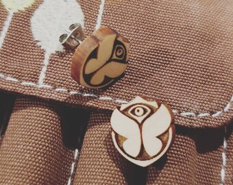 Tomorrowland Wood Stud earrings, Laser cut earrings, Valentine's Day Gift