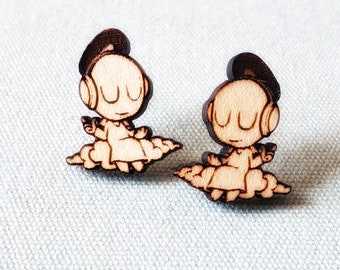 Armin Wood stud earrings,  Laser cut earrings, music festival, Valentine's Day Gift