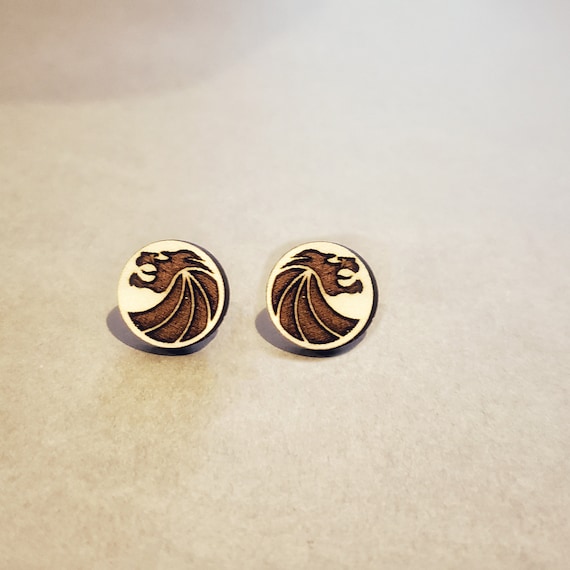 Seven Lions Wood Stud earrings, Laser cut Wood earrings, Valentine's Day Gift, electronic music,  yolo