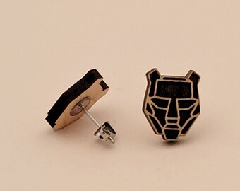 Black Tiger Sex Machine Wood Stud earrings, Laser cut Jewelry, Ultra music festival, electronic music, Valentine's Day Gift