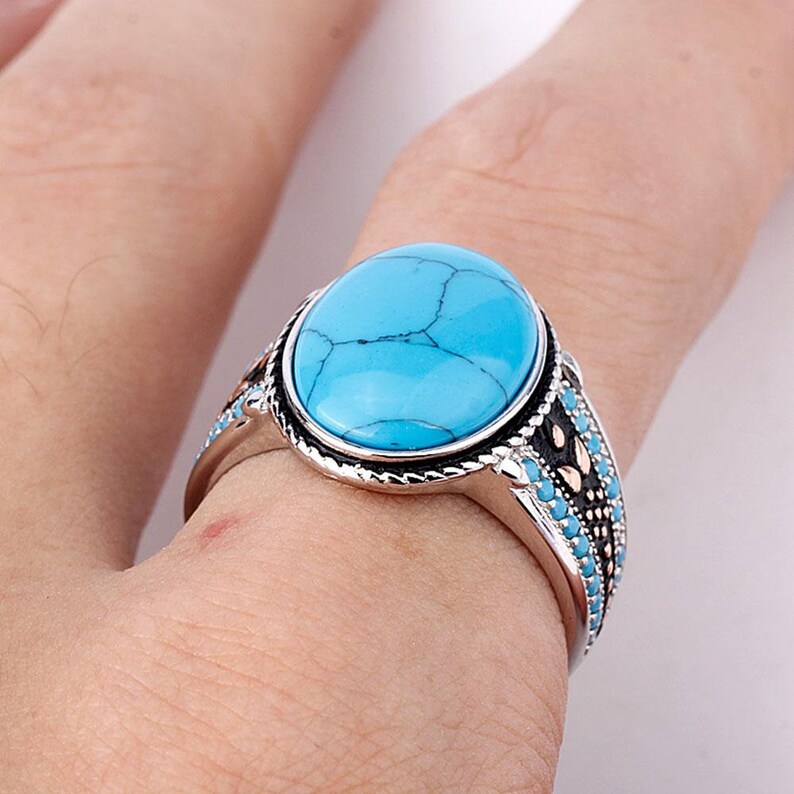 Mens Turquoise Ring Sterling Silver Turquoise Ring Gift For Etsy