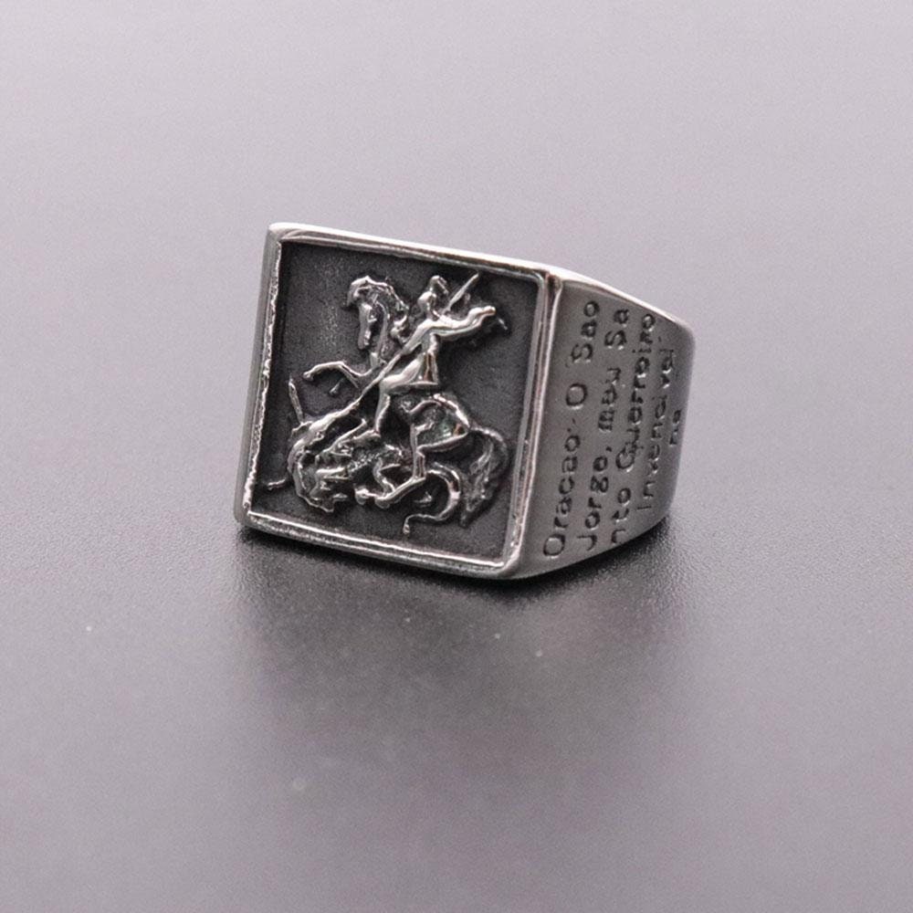 Punk Rock Silver Steel Vintage look Biker Unisex Gothic Alex Stainless Steel Men Ring Unisex Statement Jewellery Gift for him her