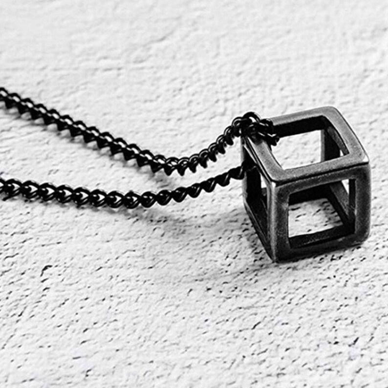 Stainless Steel Cube Necklace Adjustable Cube Necklace Chain Chain NEcklace Cube Pendant NEcklace Fashion Jewelry Mens and Womens