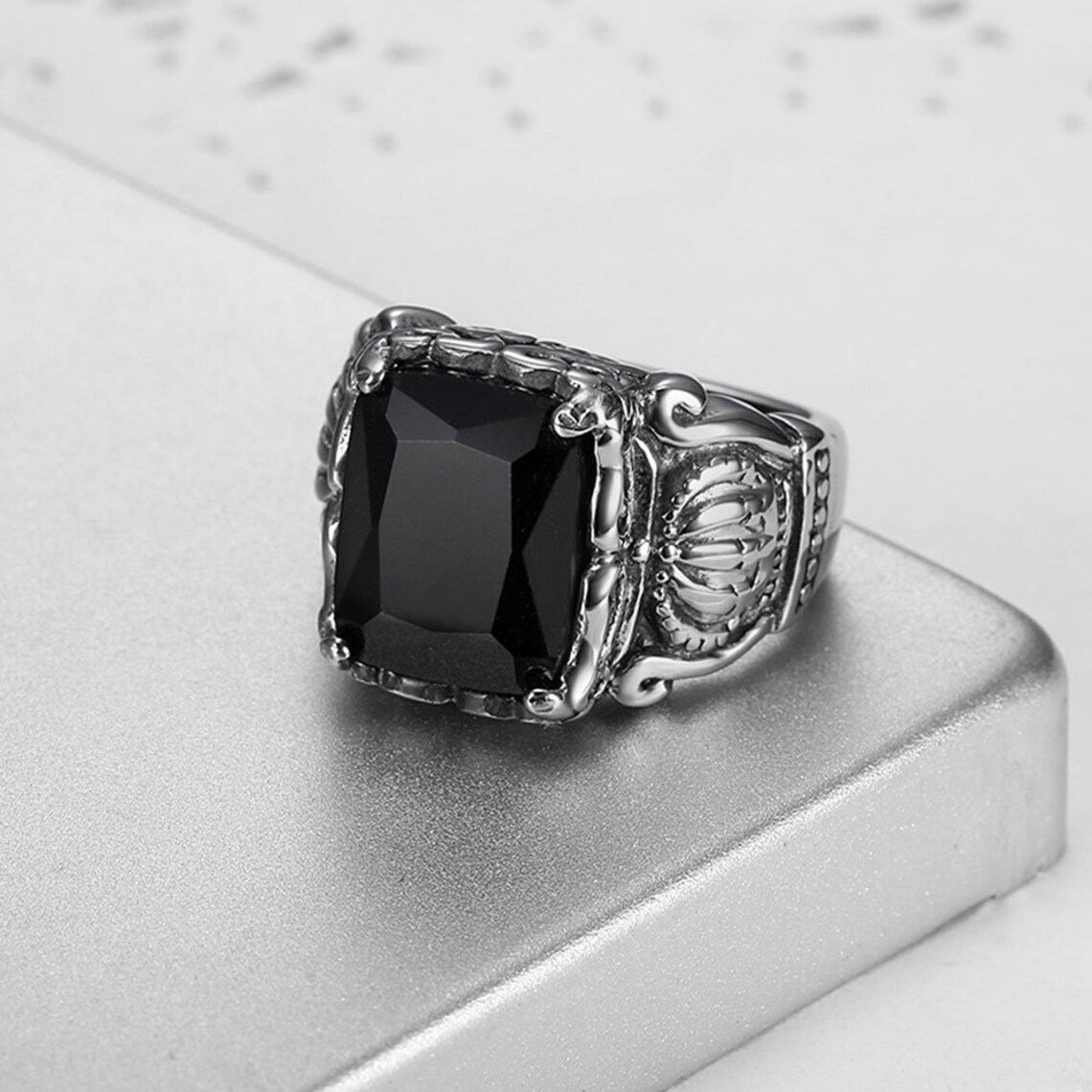 Black stone gothic Ring / Mens Fashion Jewelry / Etsy