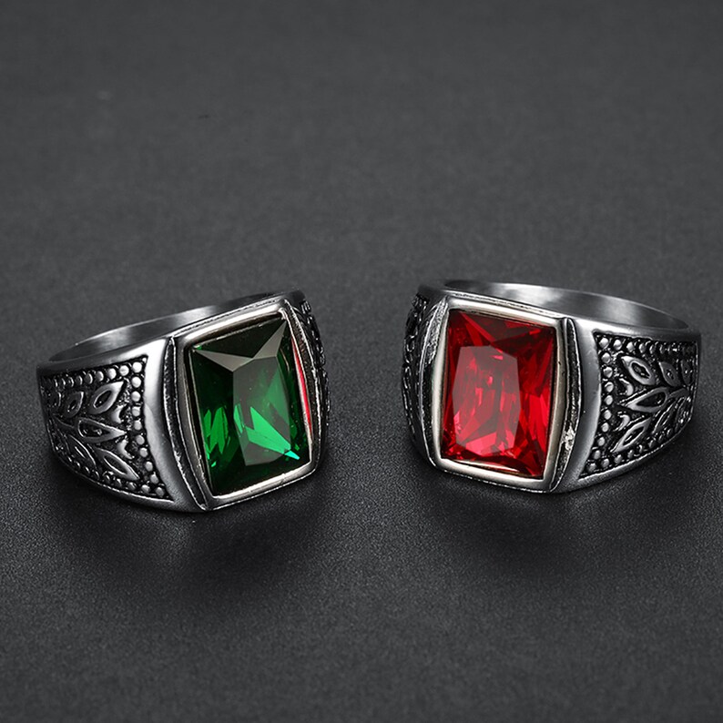 Green stone gothic Ring / Mens Fashion Jewelry / Etsy