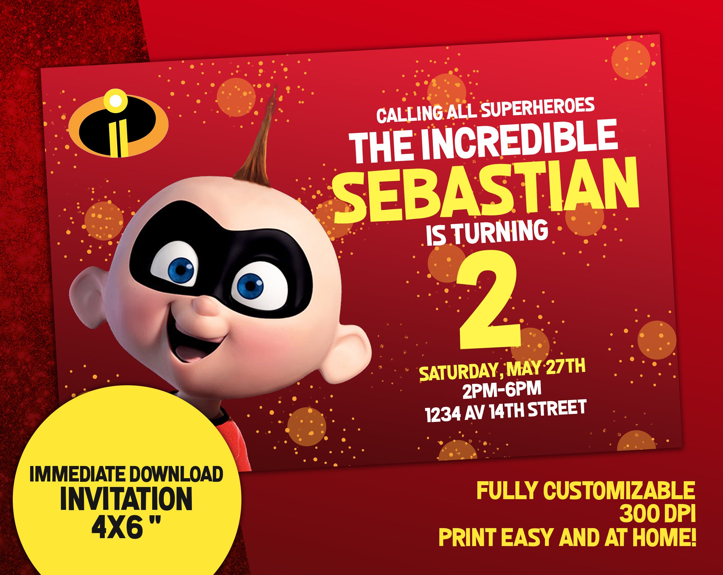 The Incredibles 2 Birthday Invitation The Incredibles Jack | Etsy