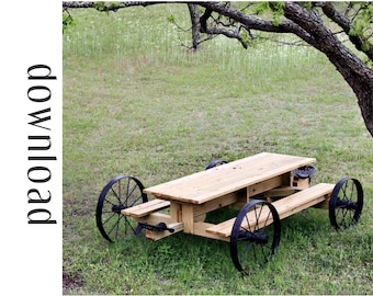 Picnic Table Plans - How to Build a Picnic Table - PDF download - English - measurements: American standard