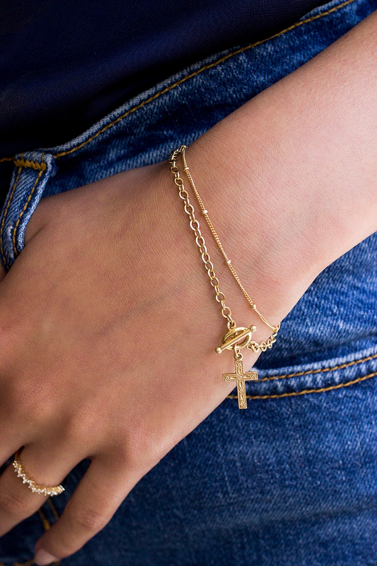 Gold Bracelet Dainty Gold Bracelet Gold Layering Bracelet Etsy