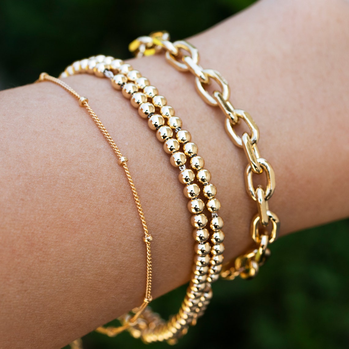 Gold Bracelet Dainty Gold Bracelet Gold Layering Bracelet Etsy