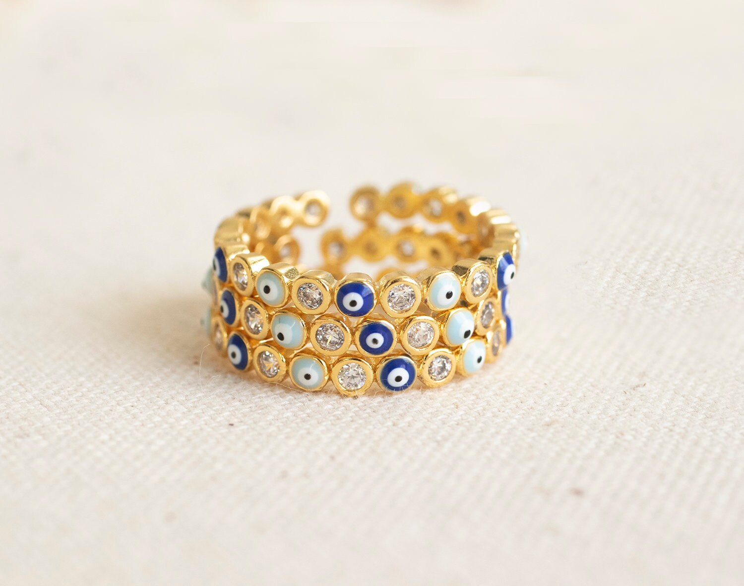 Evil Eye Ring, Minimalist Ring, Gold Ring, Dainty Ring, Stackable Rin…