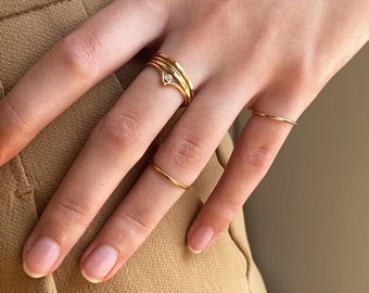 Gold Rings For Women, Stacking Ring, Gold Ring Set, Minimalist Ring, Dainty Ring, Stackable Ring, Gold Chain Ring, Midi Ring, Gift for Her