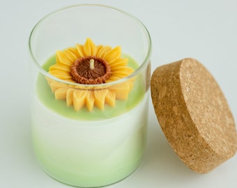 Sunflower Soy Candle: Handcrafted Scented Candle, 8 oz