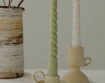 Rustic Ceramic Taper Candle Holder: Nostalgic Home Decor