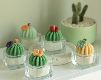 Barrel Cactus Tealight Candles, Cactus Decor, Wedding Favors, Gifts for plant lovers, plant moms, artificial plants, artificial cactus