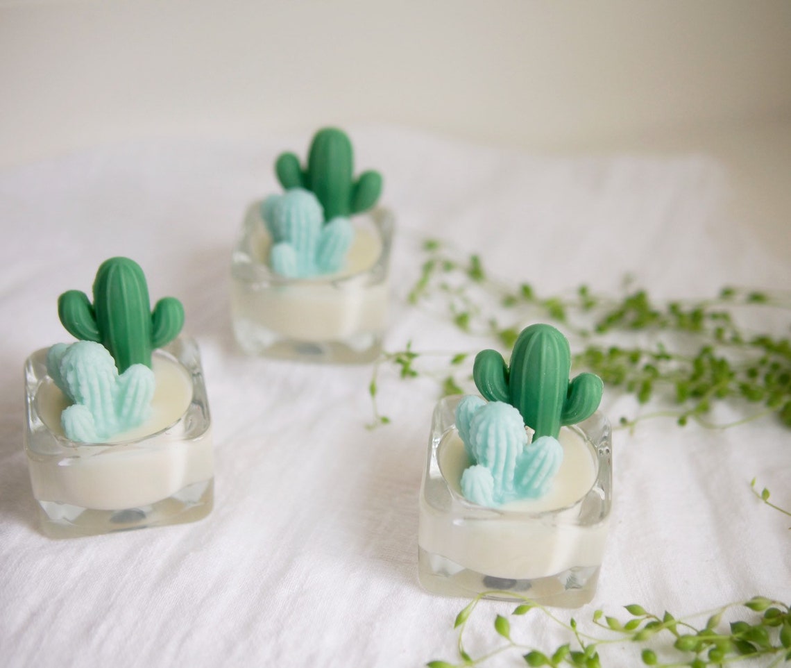 Tealight Cactus Soy Candles Cactus Decor Home Decorations Etsy Canada