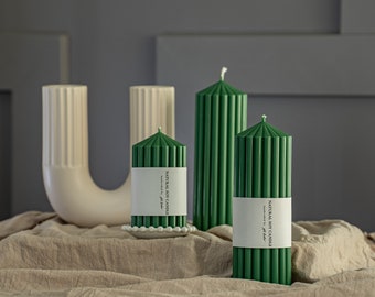 Long Lasting Pillar Soy Candle| 110+ hrs burn time| Holiday Red | Christmas Green Candle|Centrepiece Candles| Christmas Candle | Red Pillars