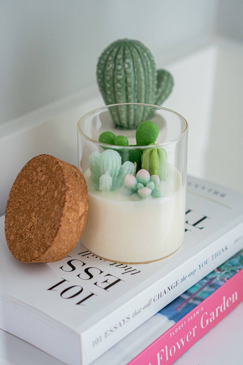 Bunny Ear Cactus Candle prickly pear cactus gifts for plant moms cactus lover gifts for her desert gifts housewarming image 3