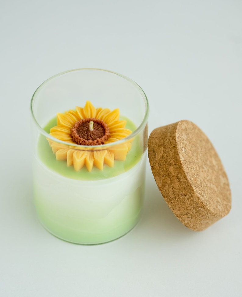 Sunflower Soy Blend Candle Birthday Gift Gifts for teachers Gifts for mom Valentine gift 8 oz Sunflower decor gifts for her image 1