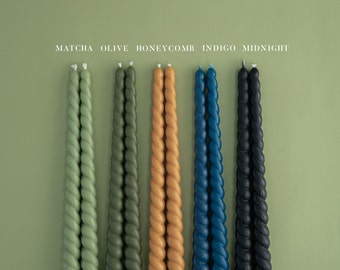 Twisted Taper Candles (Set of 2): Beeswax Soy Blend, Unscented