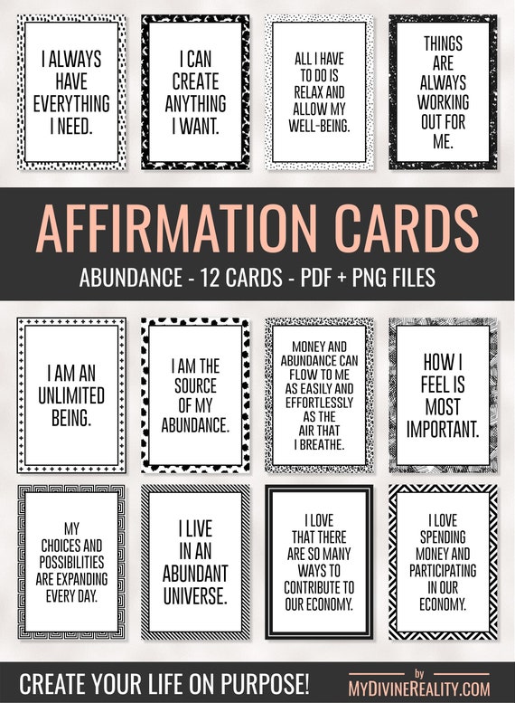 Printable Affirmation Cards Abraham Hicks Law of | Etsy