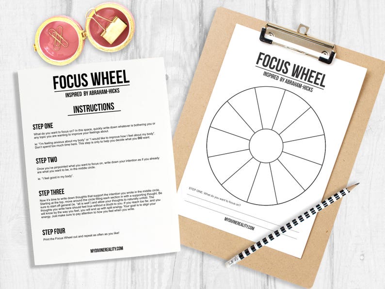 Printable Worksheet Focus Wheel Abraham Hicks Law of | Etsy