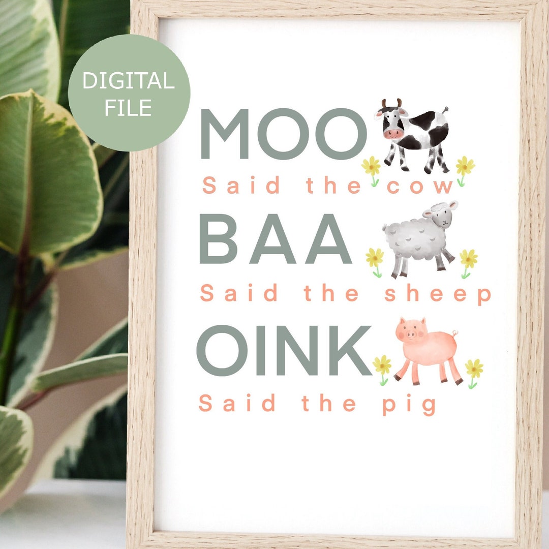 Farm Animals Nursery Print Digital File Farm Animals Wall Art Farmyard ...