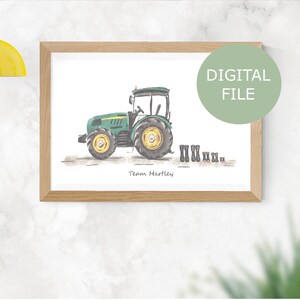 Gift for farmer, Personalised Tractor Family Print, Digital Download, Farm gift for Dad,
