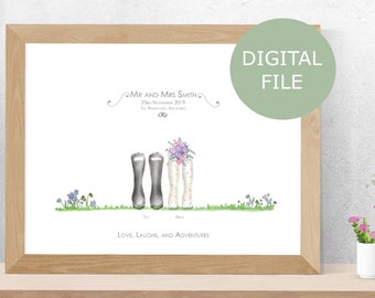 Gepersonaliseerde bruiloft gumbootprint | Jubileumcadeau (digitaal bestand)