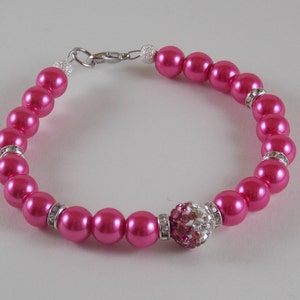 Pink pearl bracelet Rhinestone Crystal Bracelet Rhinestone bracelet Pearl bracelet beaded bracelet women&#39;s bracelet girls bracelet