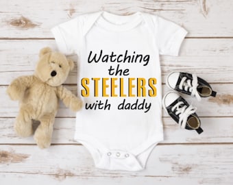 Watching the Game with Daddy Bodysuit, Baby Announcement, Gender Reveal Idea, New Dad Baby Shower Gift, Sports Dad, New Mom Gift
